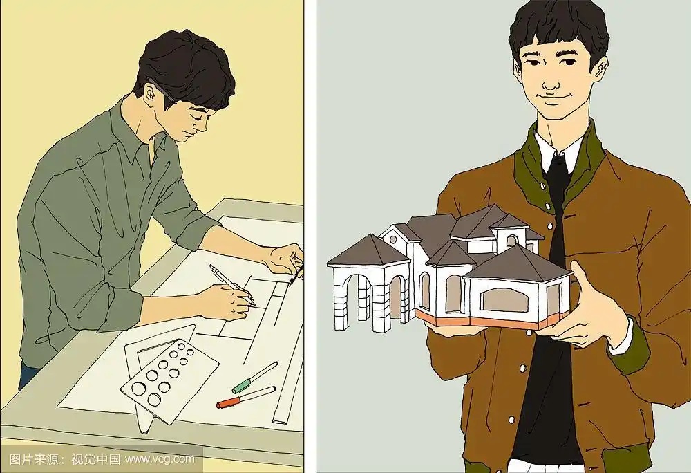 卡通风格的建筑师插图