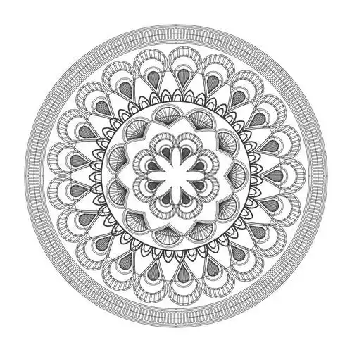 圆形装饰线条曼荼罗图标矢量插图