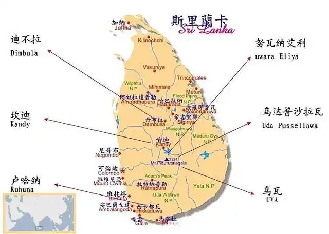 斯里兰卡主要的产茶地