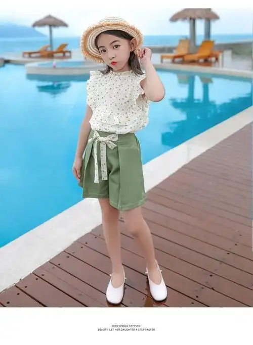 女童套装夏装中大童短袖t恤夏季10-14岁女孩短裤儿童女洋气两件