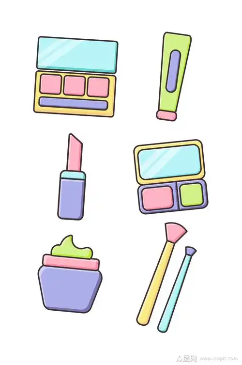 卡通美妆工具icon