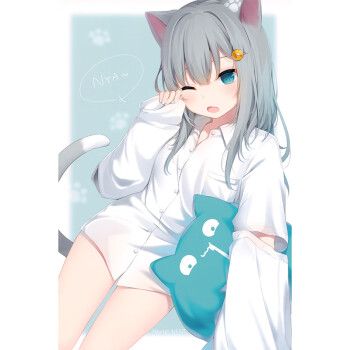 快活猪猫羽雫海报 猫娘二次元动漫海报墙贴宿舍卧室高清壁纸超大防水