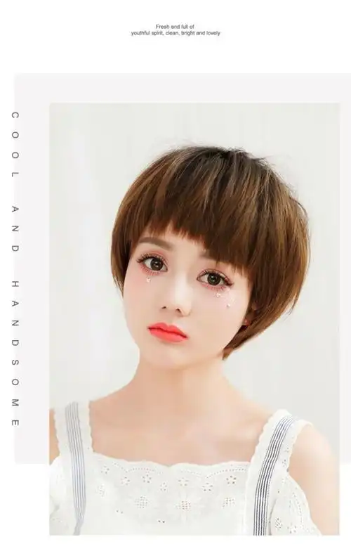 唐妮假发女短发圆脸网红自然全头套式bobo头狗啃修脸款蓬松逼真波波头