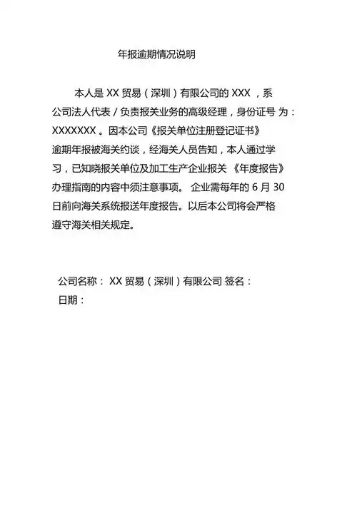 年报逾期情况说明