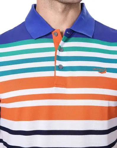 中蓝色斯文时尚条纹短袖t恤