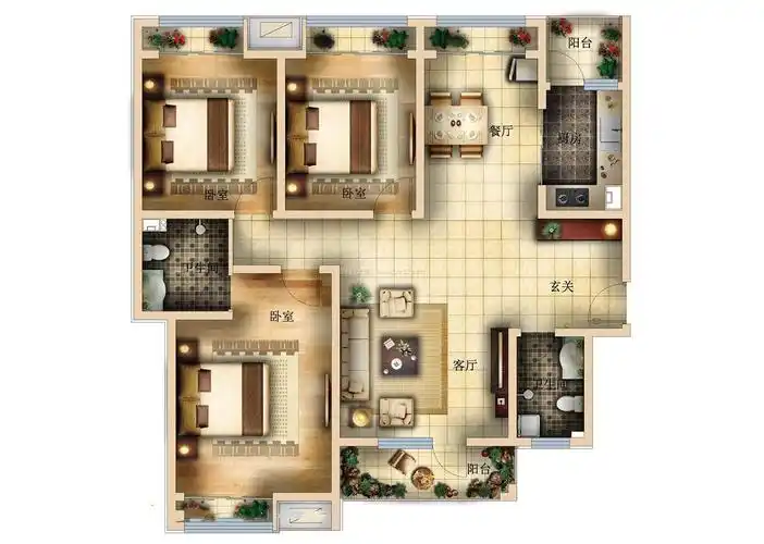 别墅三室两厅设计平面图