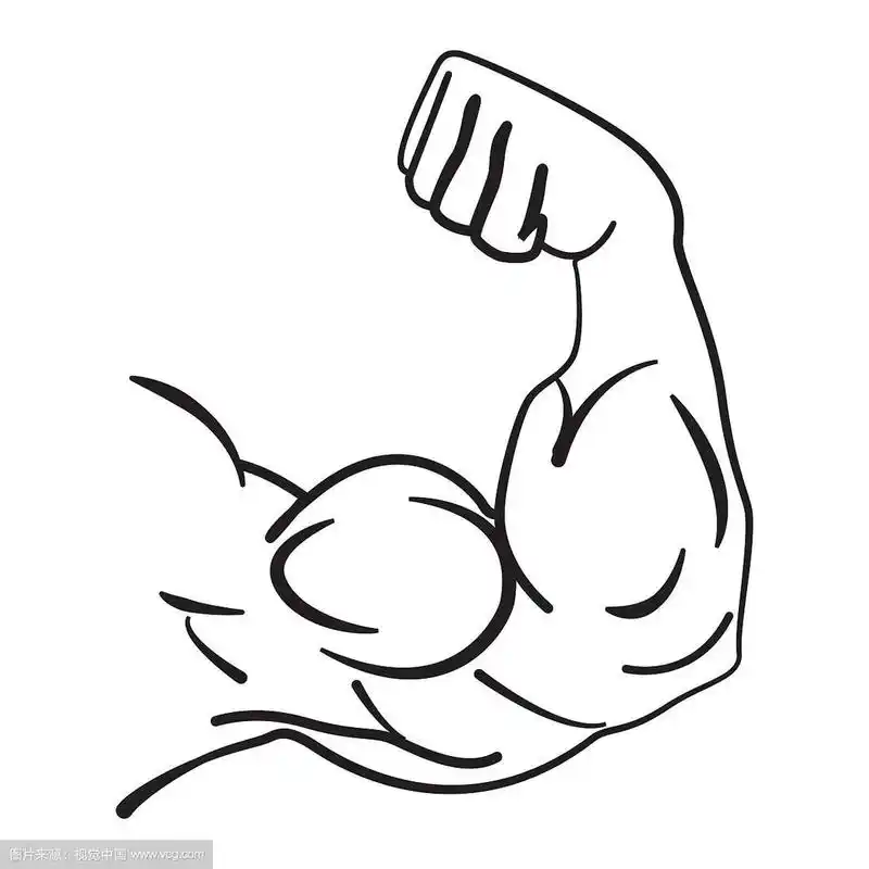 强大的力量,肌肉手臂矢量图标上的白色背景