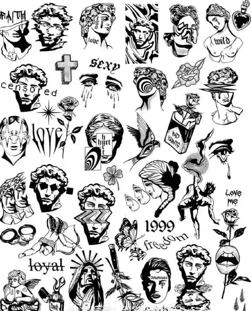 哈尔滨纹身店黑白小图手稿 分享一波适合小哥哥小姐姐们的黑白小图