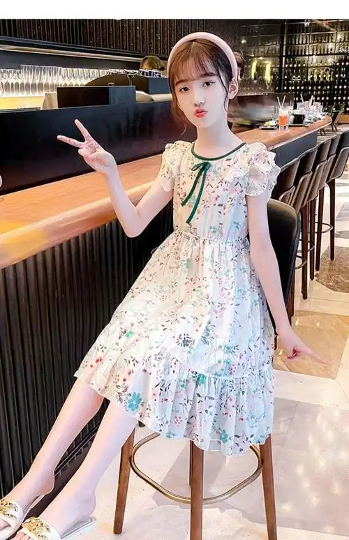 女童裙子夏季9-12岁中大童连衣裙小女孩子百搭外穿洋气小裙子夏款夏装