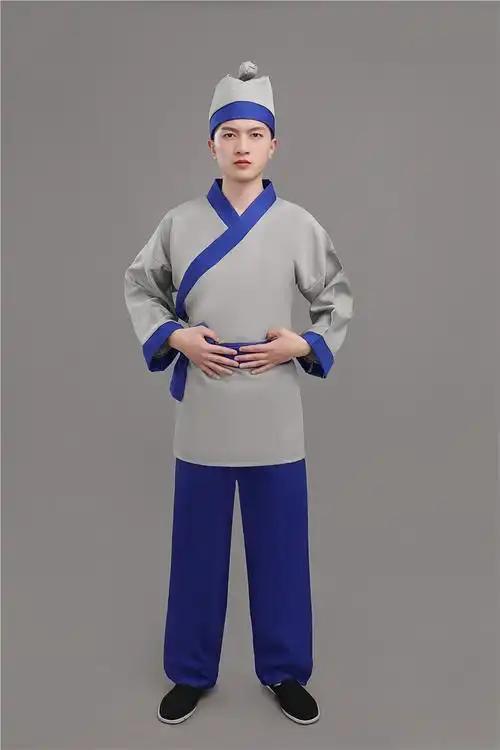 新款店小二平民古装演出成人汉服男农夫家丁仆人书童茶艺馆工作服
