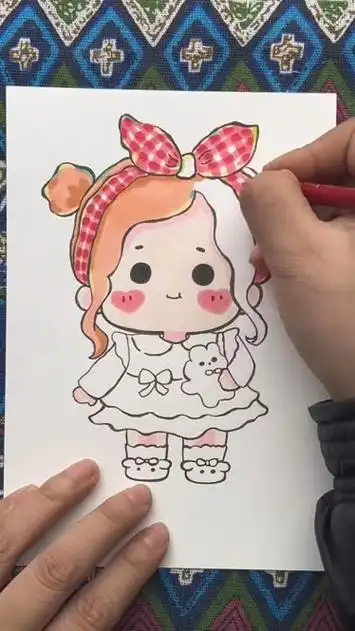 可爱女孩绘画过程(超级萌萌的萌团子)