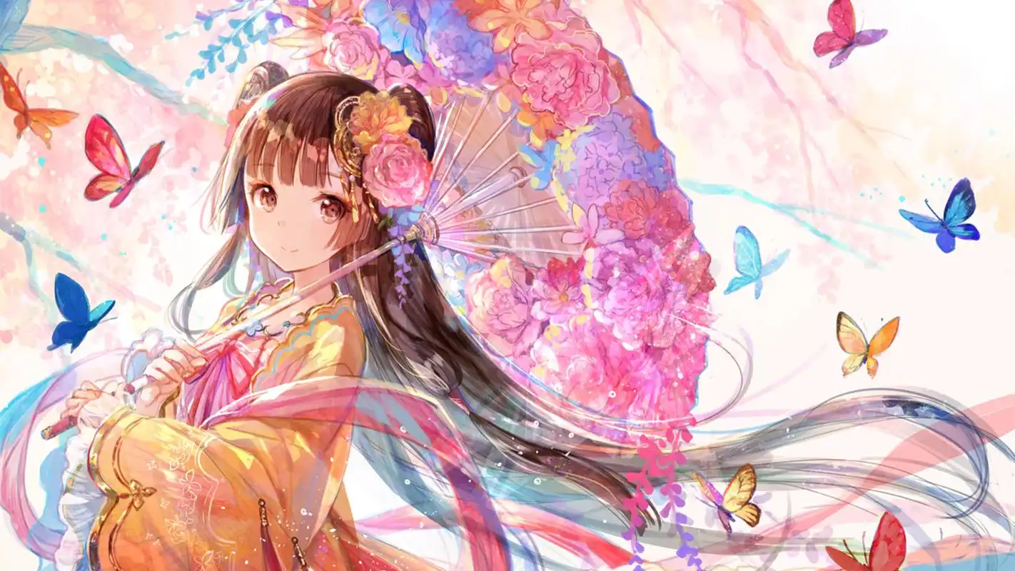 唯美二次元美女插画桌面壁纸