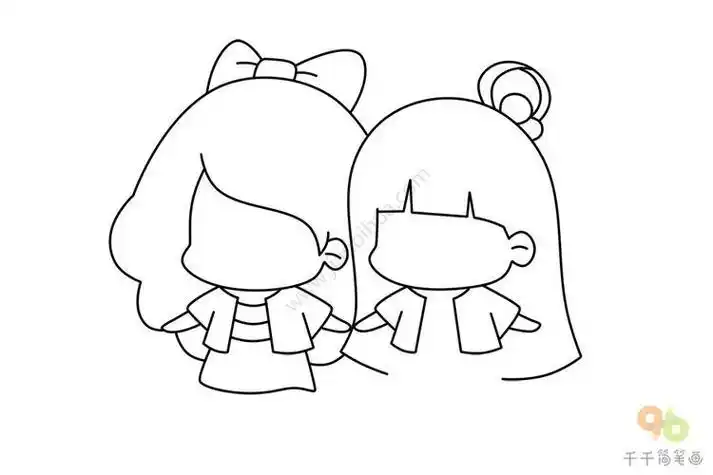 两个女孩简笔画