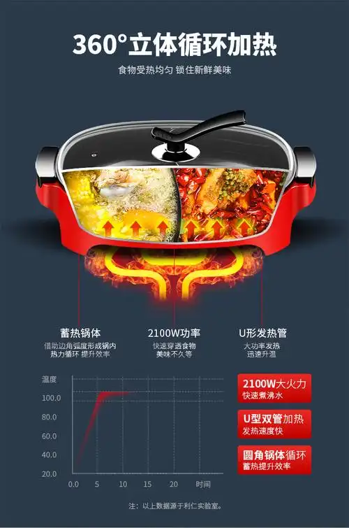 利仁(liven)鸳鸯电火锅家用火锅锅6升鸳鸯锅分体多功能电热锅宿舍电