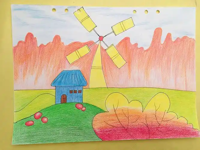 儿童彩铅郊外风景|纯艺术|绘画|orange_大橙子 - 原创作品 - 站酷