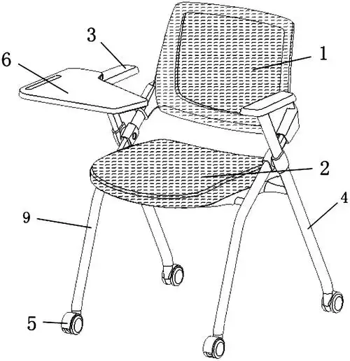 一种带旋转桌板的折叠椅