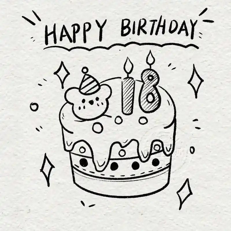 生日贺卡手绘教程.#创作灵感 #简笔画 #生日贺卡 #手帐  - 抖音