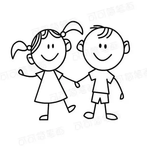 手牵手小朋友小人简笔画