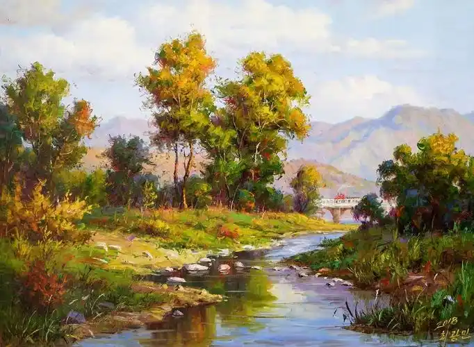 开山油画馆·朝鲜当代风景画家崔光明油画作品欣赏〈乡村风光〉系列