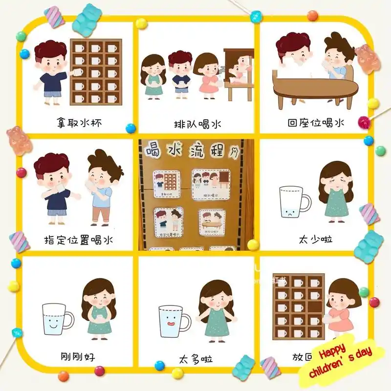 幼儿园喝水步骤 99幼儿园喝水步骤环创图片(简单易懂图文并茂) 99