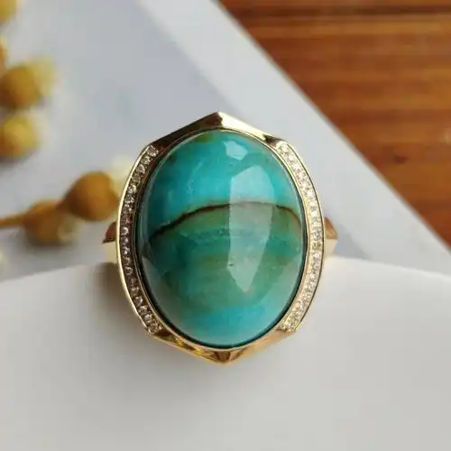 18k金戒指唐三彩水波纹瓷度高纹路漂亮款式大气可定货任何尺寸形a