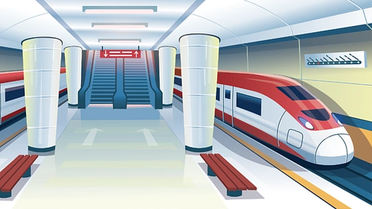 手绘地铁矢量插画