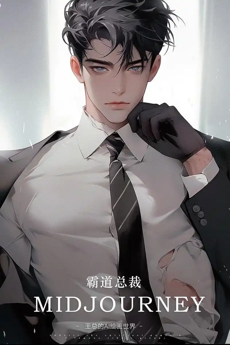 用ai绘画绘制二次元霸道总裁!小说封面人物 - 抖音