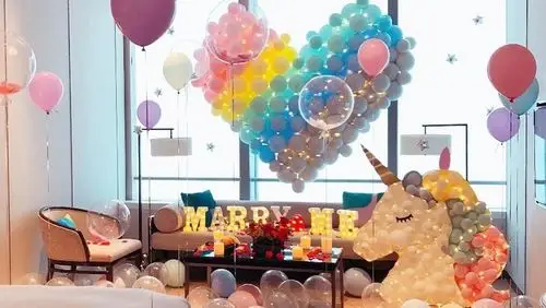 小鲤鱼生日求婚气球派对会场策划布置