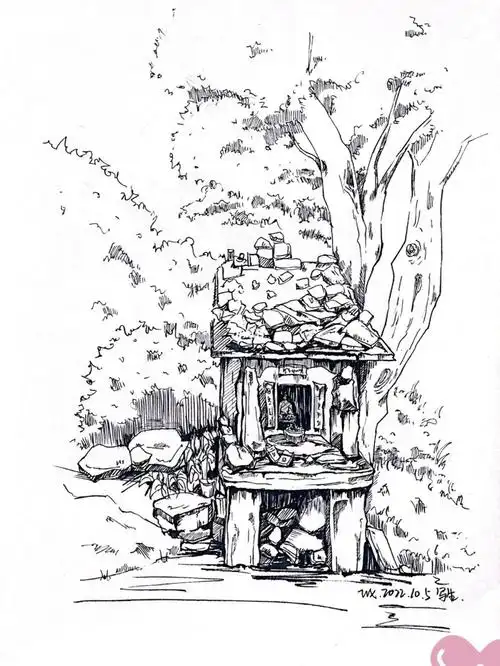 速写打卡  #风景速写  #钢笔速写临摹 写生