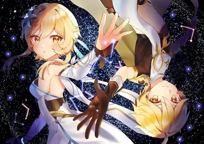 原神兄妹空荧超美pixiv插画创作