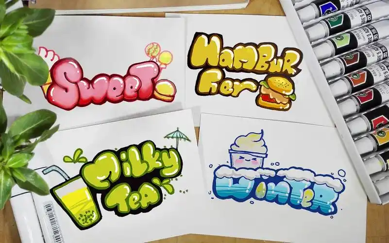 3分钟如何写出q弹可爱的果冻美术字,适合没有基础的新手教程_哔哩哔哩