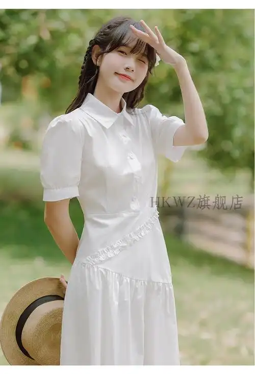 连衣裙子女装夏季2022新款白色领证裙子小众设计感夏天送女朋友白色s