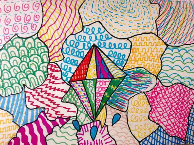 养良习"一年级第九周美术探究实践活动方案:《我身边的线条》优秀作品