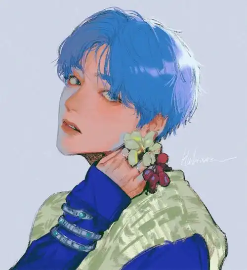 防弹少年团bts 饭绘 金泰亨田柾国人物插画/头像/饭绘/金泰亨饭绘/田