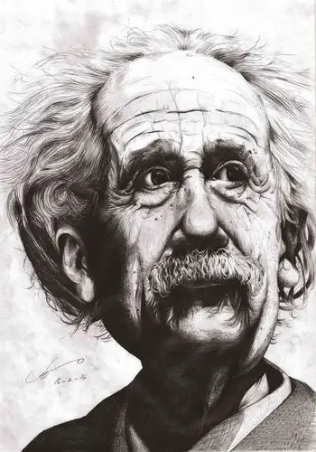 albert einstein : dibujo a lápiz sobre papel obra 210 x 297mm