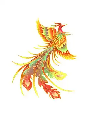 素材国潮山水国风古风卡通手绘插画山川河流凤凰荷花荷叶蓝天白云船云