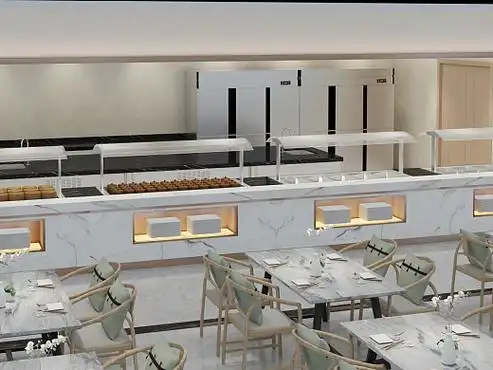 社区食堂餐厅自助餐台设计图