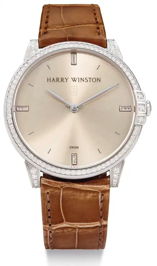 lot 2160 海瑞温斯顿 白金镶钻石腕表,编号216,年份约2015.