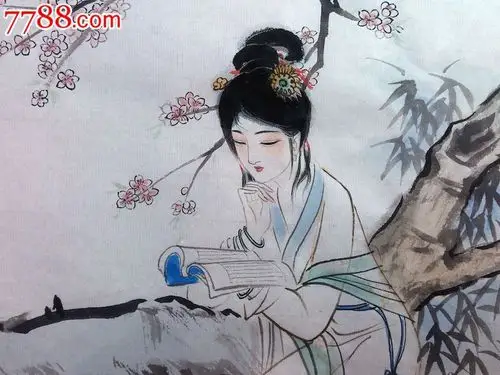 黛玉图周建刚画-人物国画原作-7788旧书网