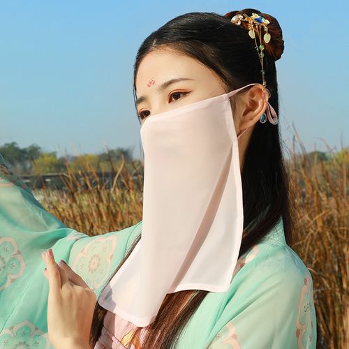 古风仙气飘逸汉服古装搭配中国风面纱仙女遮脸挂耳遮阳面巾女纱巾