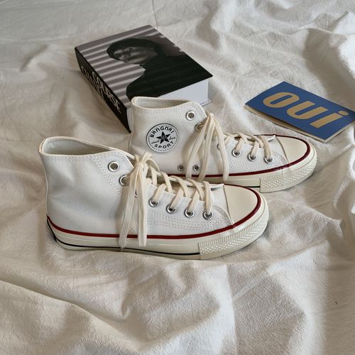 白色高帮帆布鞋2020春夏新款原宿复古帆布鞋