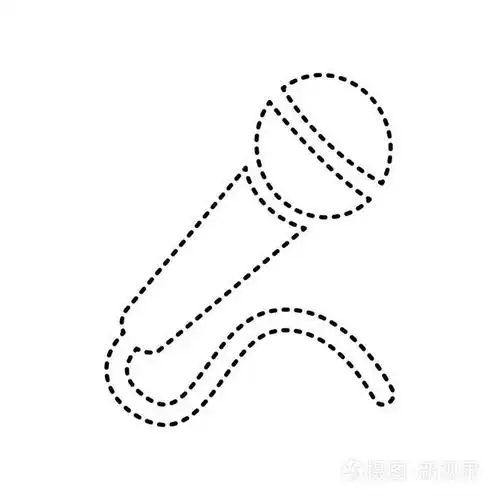 插画 话筒标志图.矢量.白色背景上的黑色虚线的图标.分离.eps