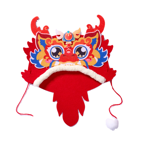 龙年龙头帽子diy幼儿园儿童新年手工国潮舞龙头饰材料包表演道具