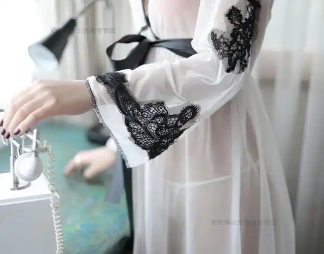 仙女情趣睡衣蕾丝网纱免脱透视装夫妻房事气质淑女系带长裙睡袍性感