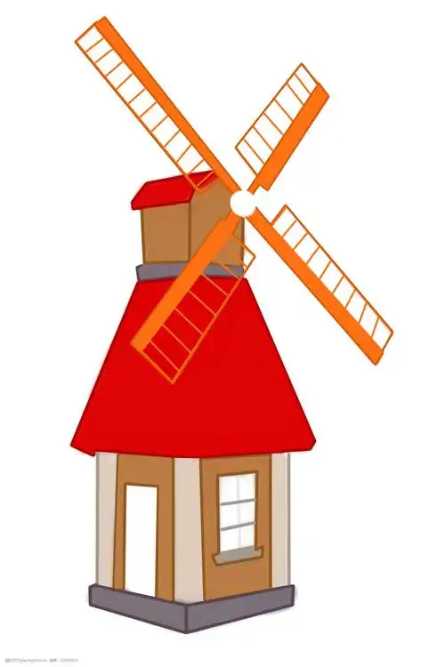 关键词:橙色的风车建筑插画 橙色的建筑 卡通插画 建筑插画 风车建筑