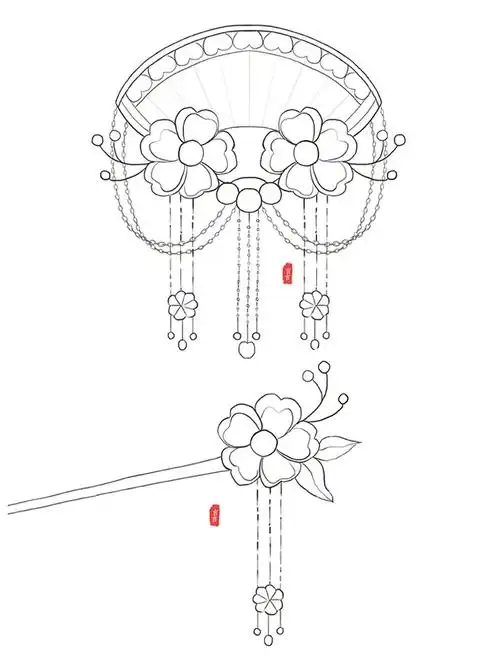 线描第25一组古风发饰