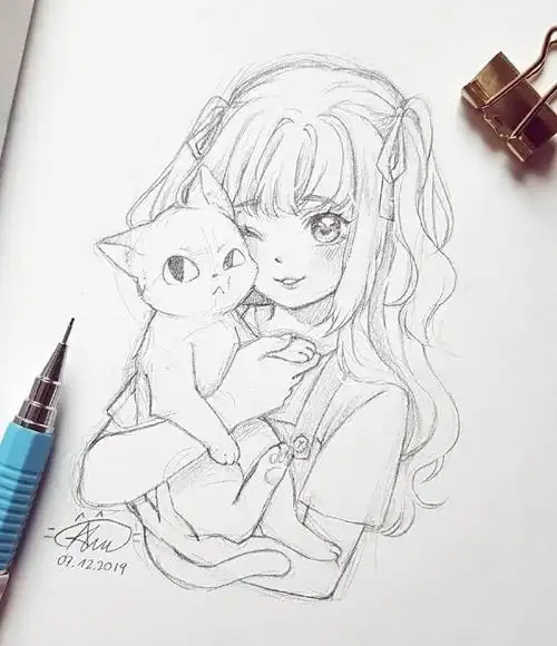 初学者动漫人物线稿素材铅笔画动漫人物素材大全