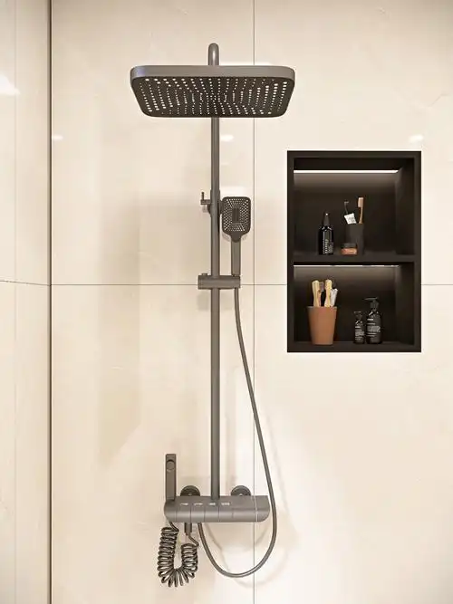 浴室分享格调奶fufu现代风质感钢琴花洒