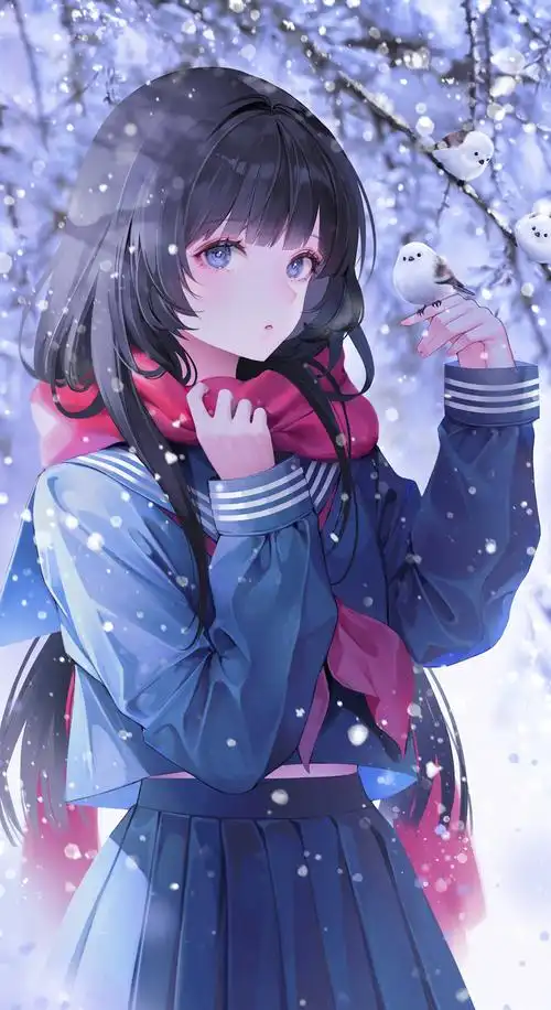 超唯美雪景可爱动漫女壁纸