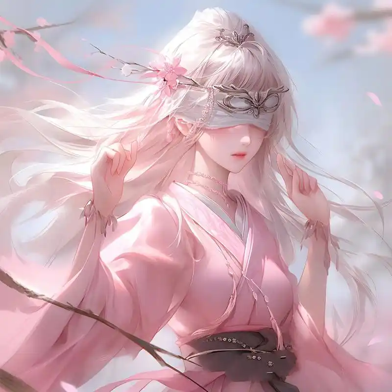 粉色系蒙眼小姐姐谁能抵挡得住呢?▏女生头像